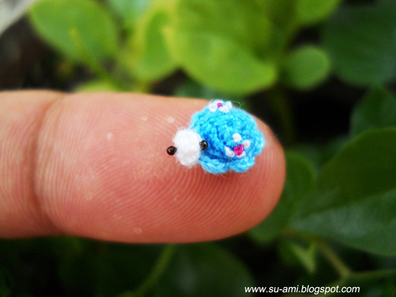 Micro Blue Turtle Extreme Miniature Blue Turtle Micro Crochet Flowery Tortoise Made To Order image 4
