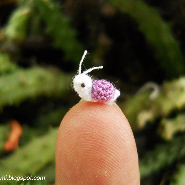 Extreme Tiny Snail - Micro Crocheted Miniature Purple Snail - Made To Order