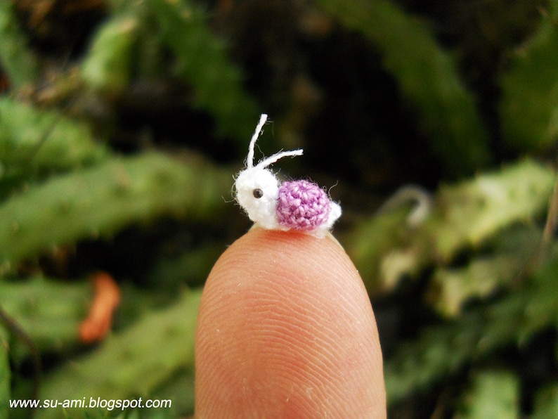 Extreme Tiny Snail Micro Crocheted Miniature Purple Snail Made To Order image 1