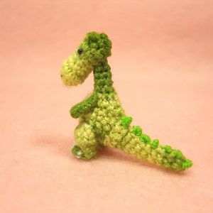 Miniature Green Tyrannosaurus Dollhouse Miniature Dinosaurs One Inch Scale Micro Crochet Dinosaur Made To Order image 2