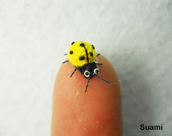 Yellow Ladybug - Micro Crochet Miniature Ladybug - Made To Order