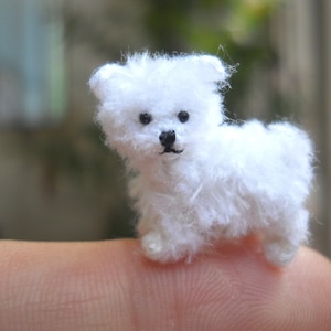 Maltese Puppy Tiny Crochet Miniature Dog Stuffed Animals Made To Order image 3