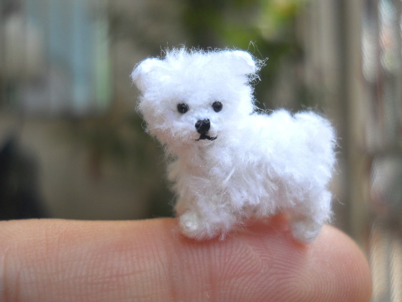 Maltese Puppy Tiny Crochet Miniature Dog Stuffed Animals Made To Order image 3
