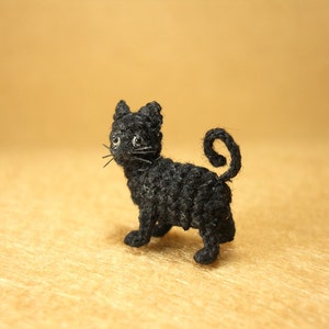 Miniature Black Cat 1/2 Inch Micro Mini Amigurumi Crochet Cat Kitten Made to Order image 2