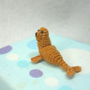 Mini Brown Seal Miniature Crochet Pinniped Stuffed Animal Made to Order image 3