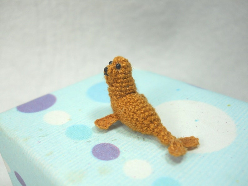 Mini Brown Seal Miniature Crochet Pinniped Stuffed Animal Made to Order image 3