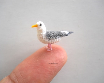 Miniature Crochet Seagull  - Micro Amigurumi Seabird - Made To Order