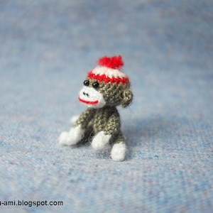 Tiniest Sock Monkey Micro Amigurumi Crochet Miniature Sock Monkey Stuff Animal Made to Order image 2