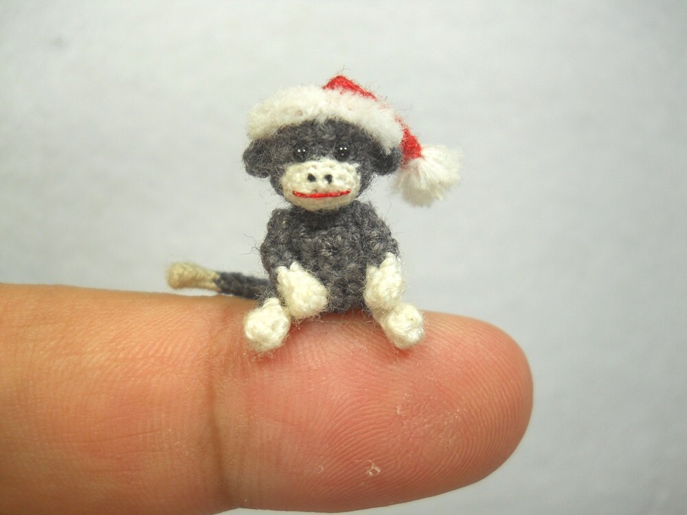 Mini Christmas Sock Monkey Doll Amigurumi Tiny Crochet | Etsy