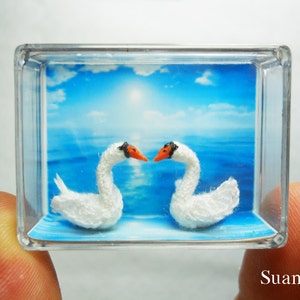 Swans In Love Micro Mini Crochet Swan Amigurumi Miniature Animals Made To Order image 5