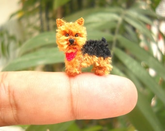 Silky Terrier Puppy - Tiny Crochet Miniature Dog Stuffed Animals - Made To Order