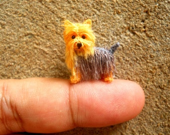 Miniature Yorkshire Terrier - Tiny Crochet Miniature Dog Stuffed Animals - Made To Order