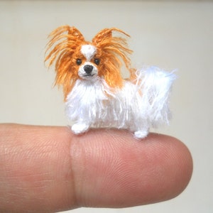 Miniature Papillon - Tiny Crochet Miniature Dog Stuffed Animals - Made To Order