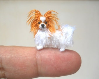Papillon en miniatura - pequeños animales de peluche para perros en miniatura de ganchillo - hechos a pedido