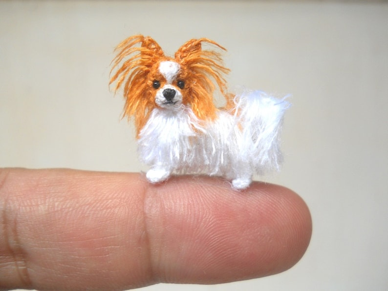 Miniature Papillon Tiny Crochet Miniature Dog Stuffed Animals Made To Order image 1