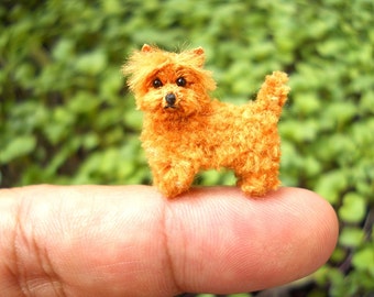 Norwich Terrier Puppy - Tiny Crochet Miniature Dog Stuffed Animals - Made To Order