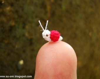 Extreme Micro Snail - Mini Tiny Dollhouse  Miniature Insect - Micro crochet  Red Snail - Made To Order