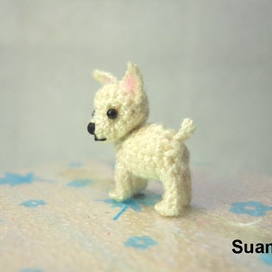 White Chihuahua Dog Tiny Amigurumi Micro Crochet Miniature Pets Made to Order image 3