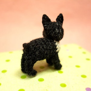 Black White French Bulldog Micro amigurumi Tiny Crocheted Dog Made To Order image 5