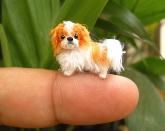 Miniature Japanese Chin - Tiny Crochet Tiny Dog Stuffed Animals - Made To Order