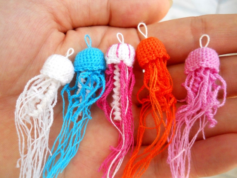 Tiny Jellyfish Amigurumi Miniature Crochet Tiny Stuffed Etsy