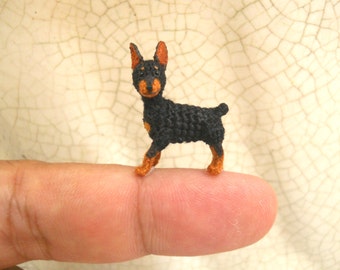 Doberman - Tiny Crochet Miniature Dog Stuffed Animals - Made To Order