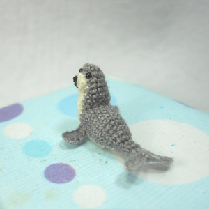 Grey White Seal Miniature Crochet Pinniped Stuffed Animal Made to Order image 3