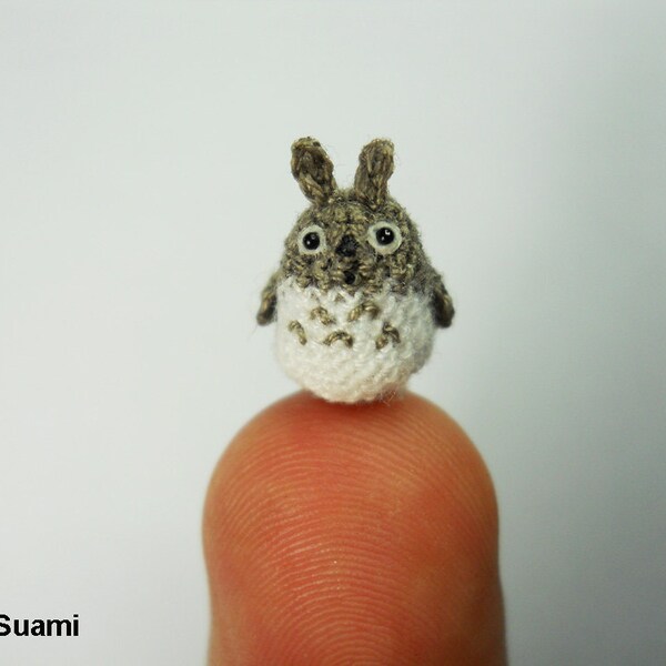 Lapin gris de Totoro - Crochet minuscule Woodland lapins - micro fait sur commande