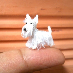 White Scottish Terrier - Tiny Crochet Miniature Dog Stuffed Animals - Made To Order