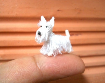White Scottish Terrier - Tiny Crochet Miniature Dog Stuffed Animals - Made To Order