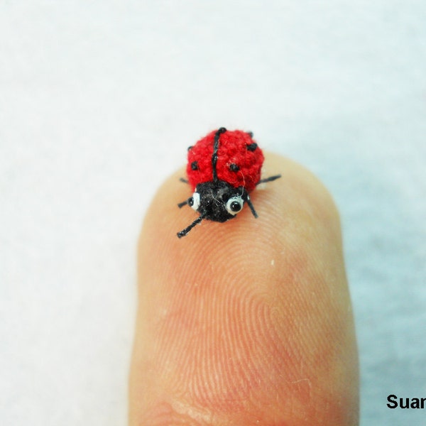 Red Ladybug - Micro Crochet Miniature Ladybug - Made To Order