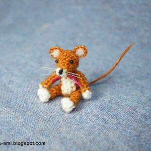 Lovely Brown Mouse Rat Micro Amigurumi Crochet Miniature Animals Made To Order image 3