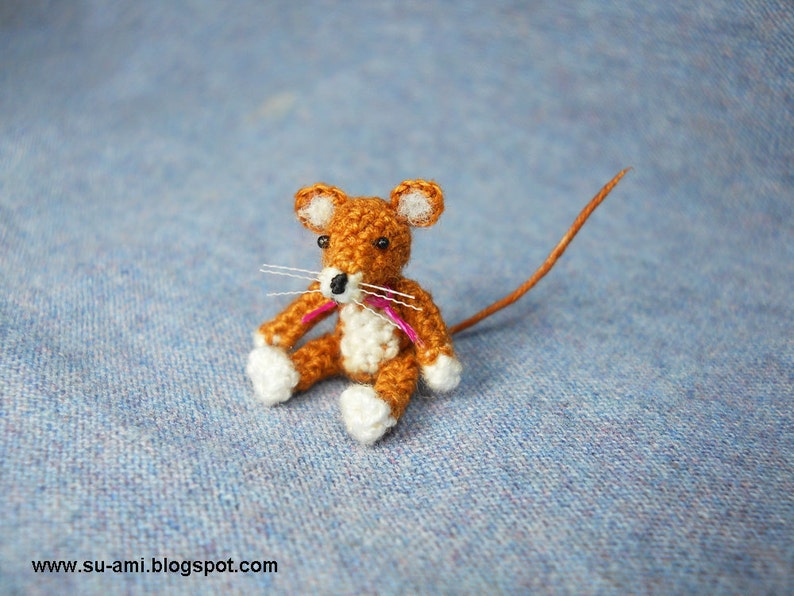 Lovely Brown Mouse Rat Micro Amigurumi Crochet Miniature Animals Made To Order image 3