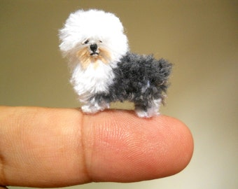 Old English Sheepdog - Tiny Crochet Miniature Dog Stuffed Animals - Made To Order