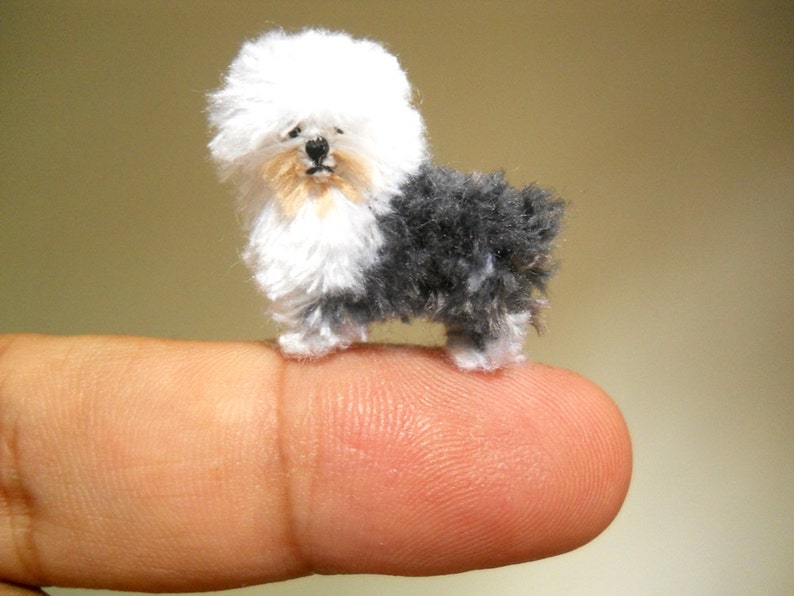 Old English Sheepdog Tiny Crochet Miniature Dog Stuffed Animals Made To Order image 1