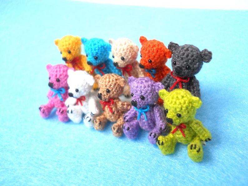 Micro Bear 1 Inch Miniature Teddy Bear Amigurumi Crocheted Etsy Canada
