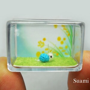 Extreme Micro Snail Mini Tiny Dollhouse Miniatures Insects Single Thead Crocheted Blue Snail Made To Order image 5