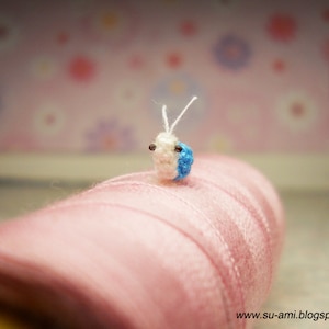 Extreme Micro Snail Mini Tiny Dollhouse Miniatures Insects Single Thead Crocheted Blue Snail Made To Order image 3