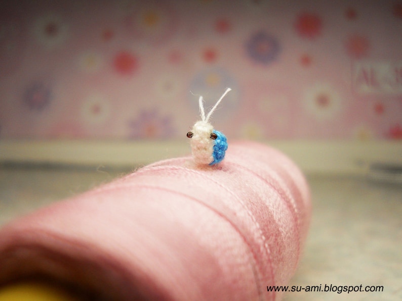 Extreme Micro Snail Mini Tiny Dollhouse Miniatures Insects Single Thead Crocheted Blue Snail Made To Order image 3