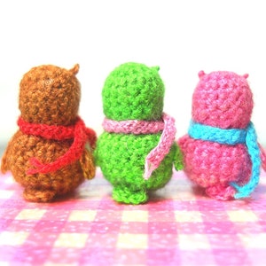 Three Micro Mini Owls Tiny Amigurumi Crochet Miniature Owl Plush Made To Order image 3