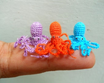 Miniature Octopus - Tiny Crochet Micro Amigurumi Stuffed Animal - Made to Order