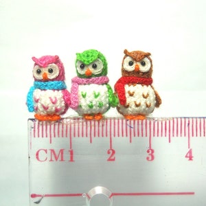 Three Micro Mini Owls Tiny Amigurumi Crochet Miniature Owl Plush Made To Order image 5