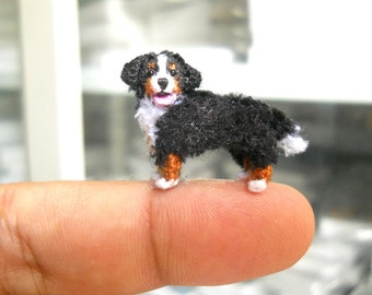 Bernese Mountain Dog - Micro Crochet Miniature Dog Stuffed Animals - Made To Order