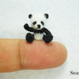 Miniature Panda Bear - Micro Crochet Mohair Panda 0.8 Inch - Made To Order