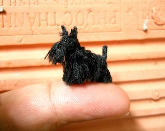 Black Scottish Terrier - Tiny Crochet Miniature Dog Stuffed Animals - Made To Order