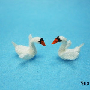 Swans In Love Micro Mini Crochet Swan Amigurumi Miniature Animals Made To Order image 2