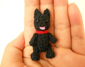 Mini Schipperke - Animales de peluche en miniatura hechos a crochet - Hechos a pedido