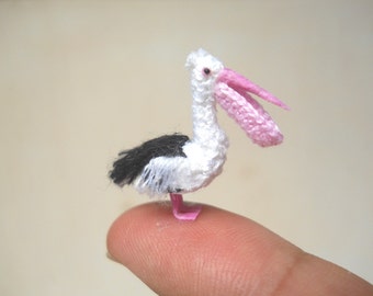 Australian Pelican -  Micro Mini Crocheted Bird - Made To Order