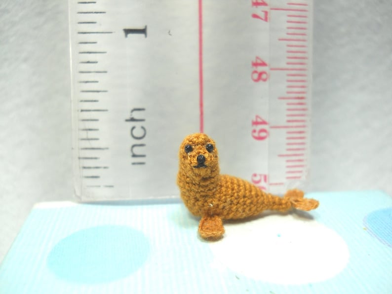 Mini Brown Seal Miniature Crochet Pinniped Stuffed Animal Made to Order image 2