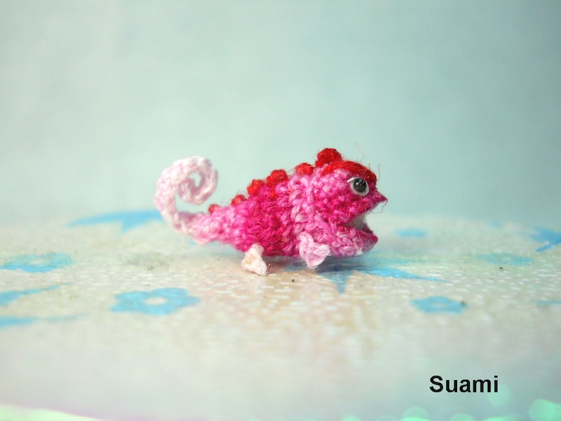 Tiny Pink Chameleon Dollhouse Miniature Chamaeleons Made To Order image 2